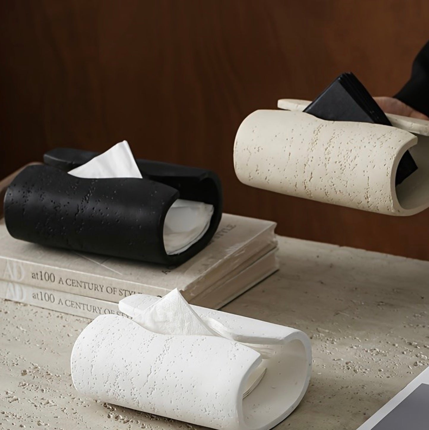 Stone tissue box